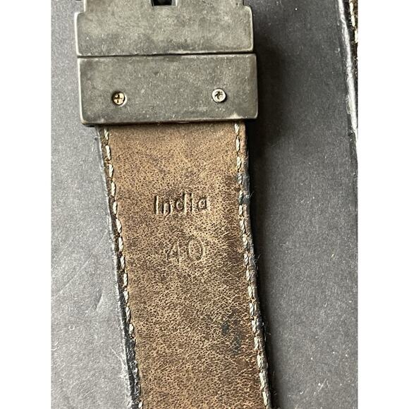 Mens Genuine Leather Belt Brown 40” Western Casual Workwear Rodeo Distressed - Picture 2 of 5